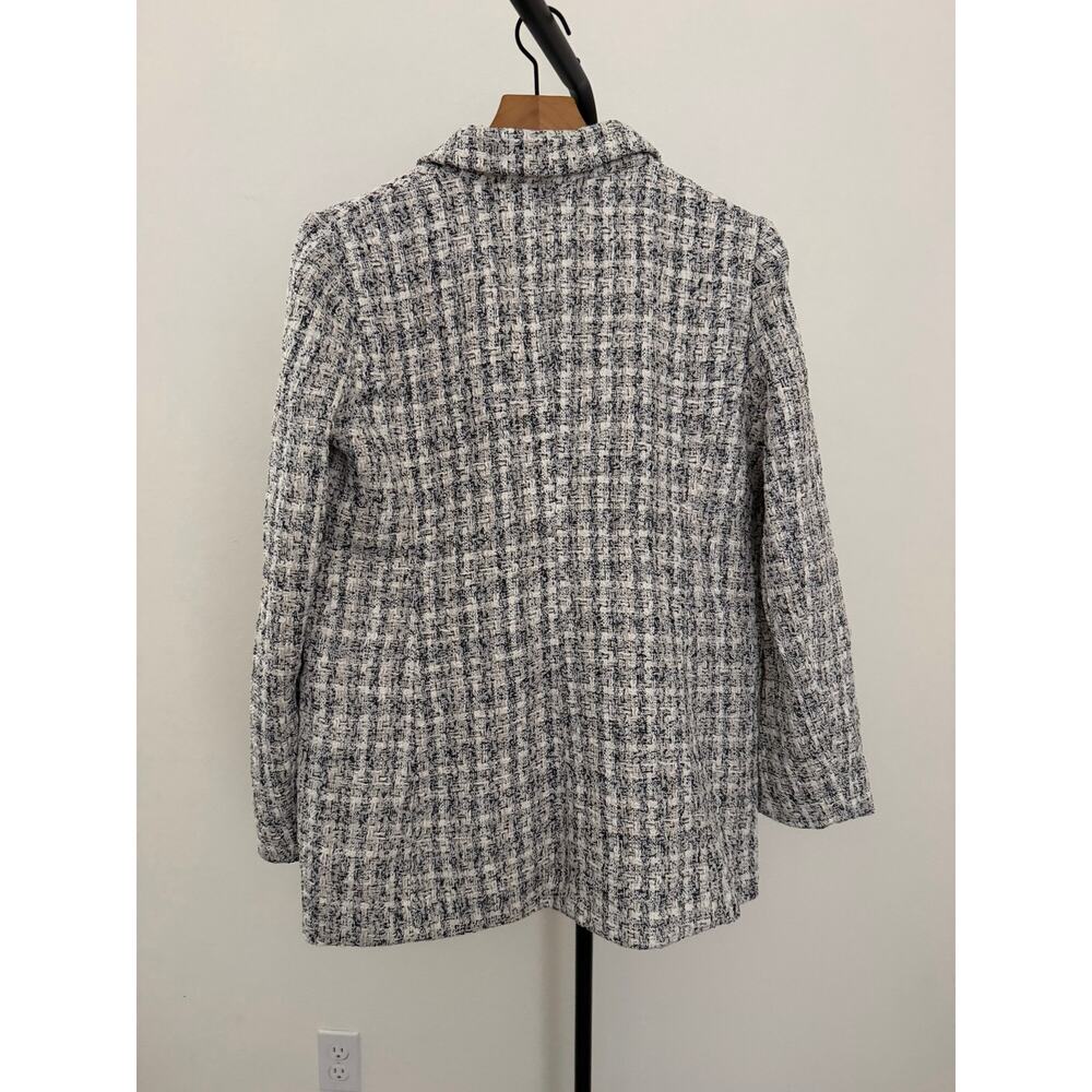 New Rachel Zoe plaid tweed black & cream blazer sz 2 - Picture 3 of 4